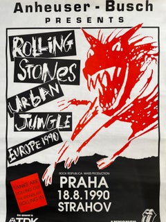 Rare Original Rolling Stones Design Concert Poster, Prague / 1990
