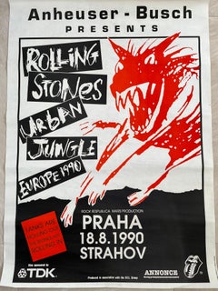 Rare Original Rolling Stones Design Concert Poster, Prague / 1990