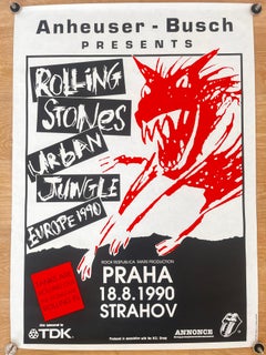 Rare Original Rolling Stones Design Concert Poster, Prague / 1990