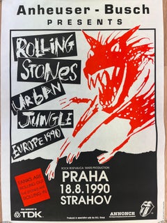 Rare Original Rolling Stones Design Concert Poster, Prague / 1990
