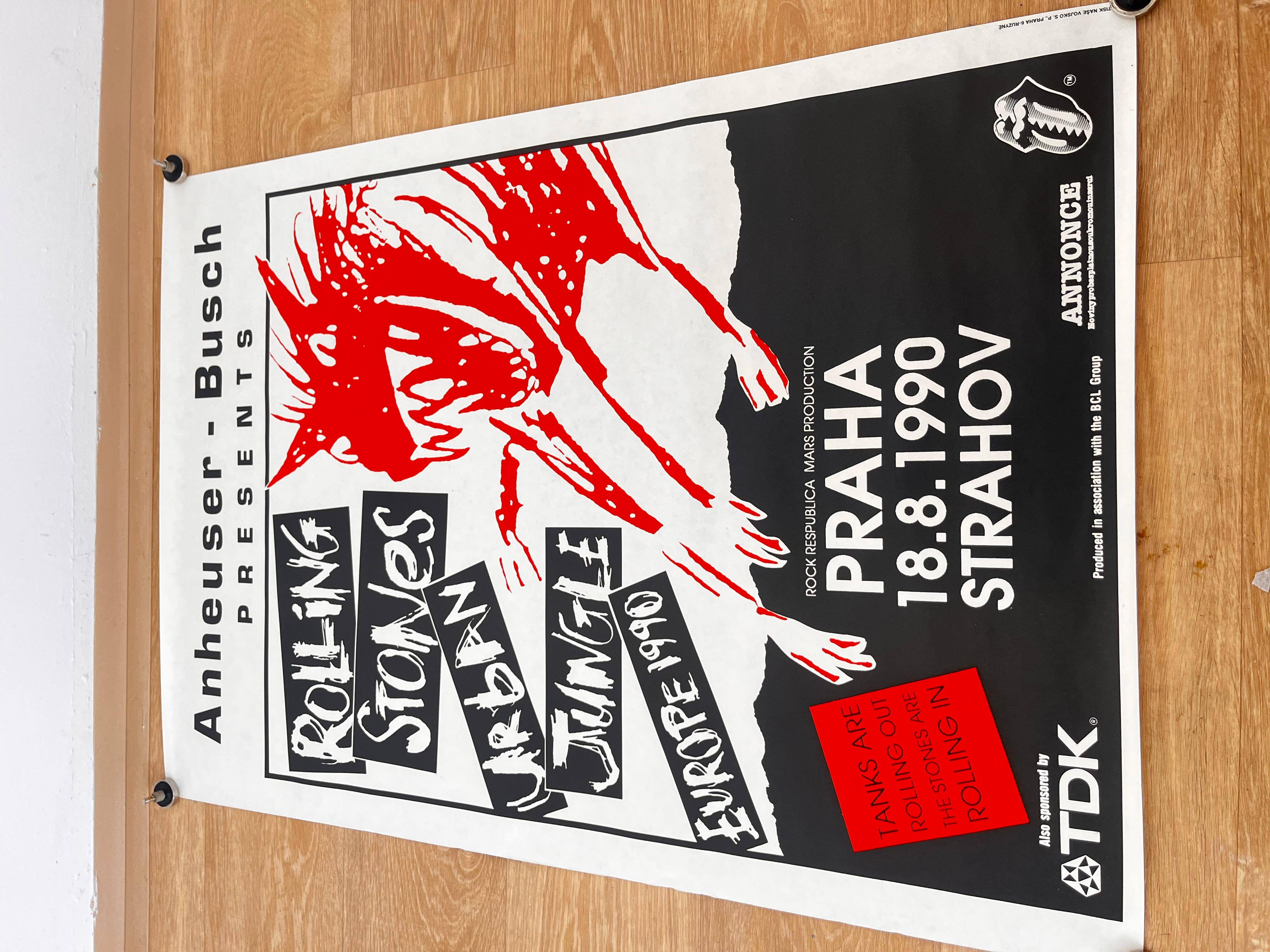 Tchèque Rare affiche de concert originale des Rolling Stones, Prague / 1990 en vente