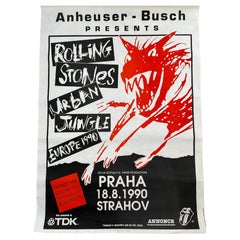 Rare Original Rolling Stones Design Concert Poster, Prague / 1990