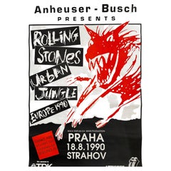 Seltenes Original Rolling Stones Design-Konzertplakat, Prag / 1990