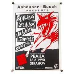 Rare Original Rolling Stones Design Concert Poster, Prague / 1990