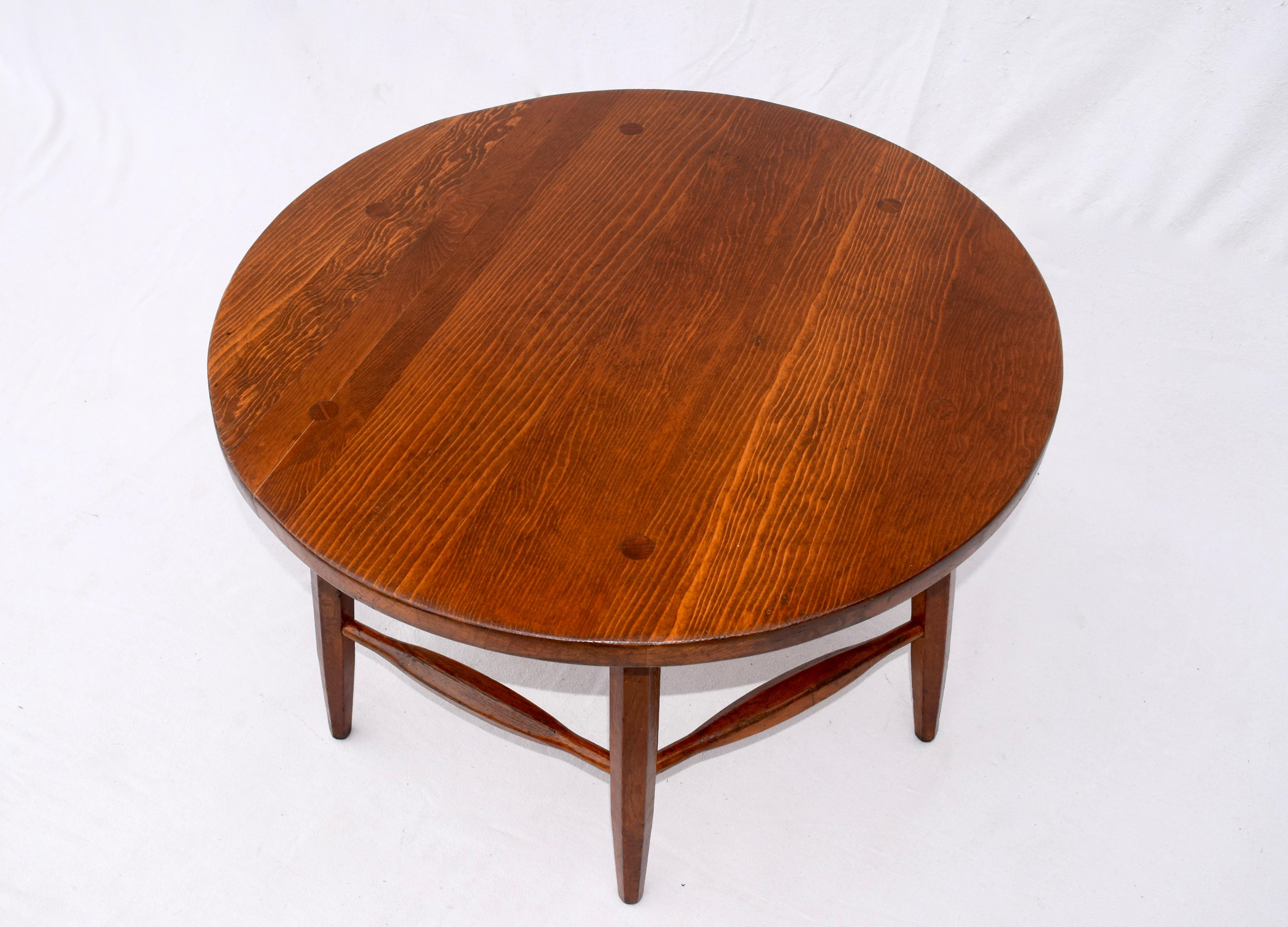 Hardwood Rare Original Round Monterey Coffee Table, Signed For Sale