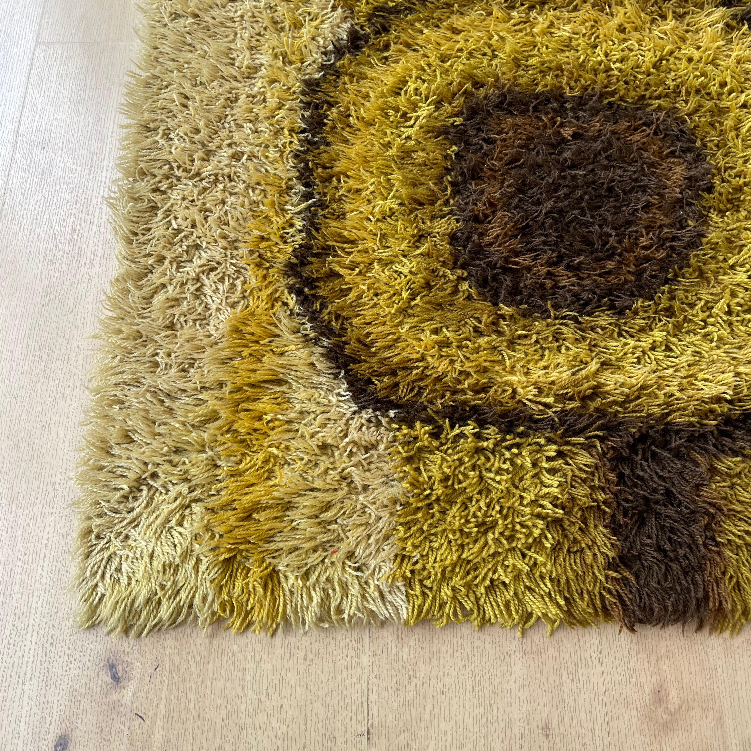 20th Century Rare Original Scandinavian High Pile Orange Rya Rug by Ege Rya Deluxe, 1960s