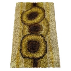 Rare tapis scandinave Rya orange à poils longs d'origine par Ege Rya Deluxe, années 1960