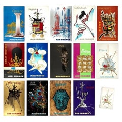 Rare Original set 14 Posters Air France By Georges Mathieu