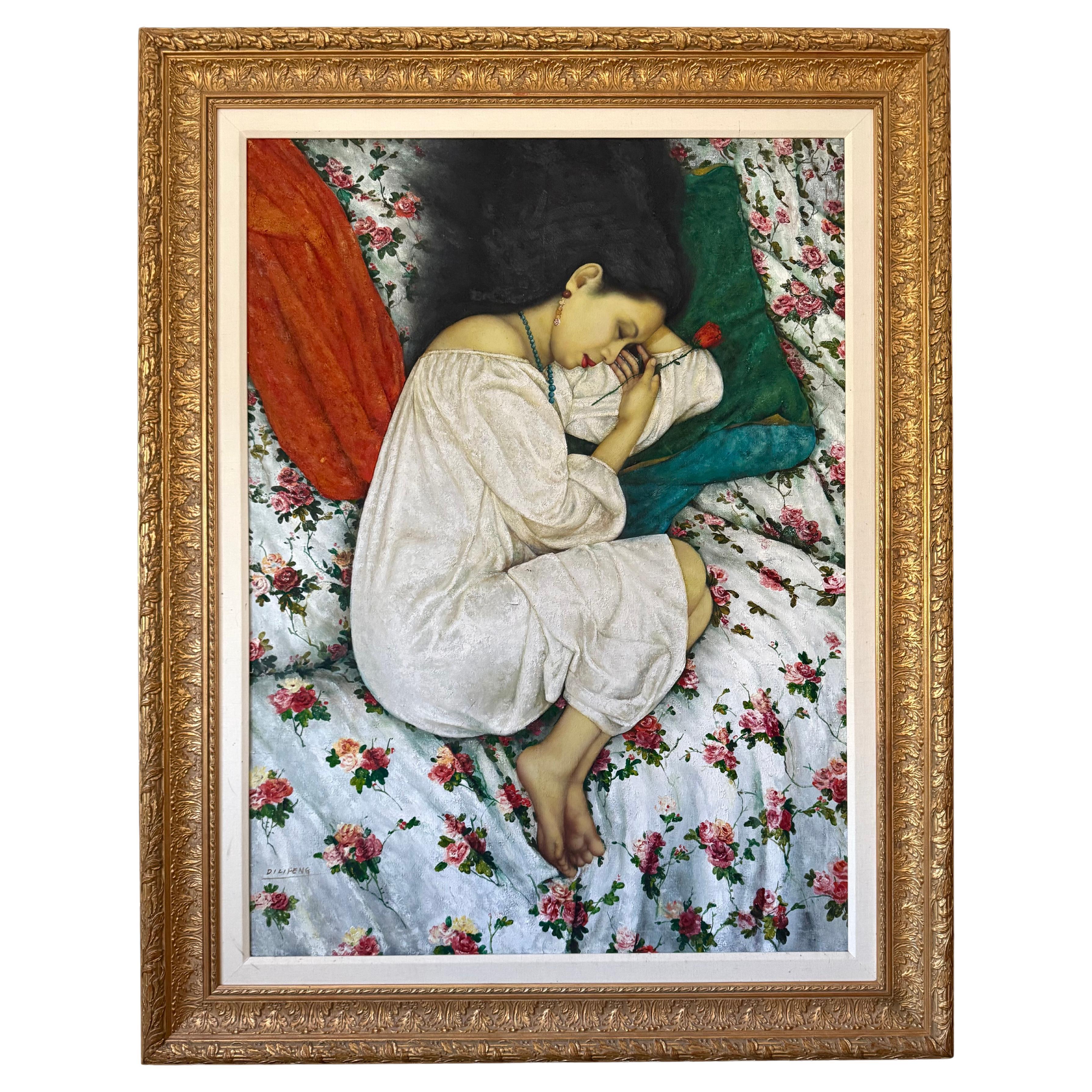 Rare Original Signed Di Li Feng (1958 - ) Extra Large Contemporary Oil Painting