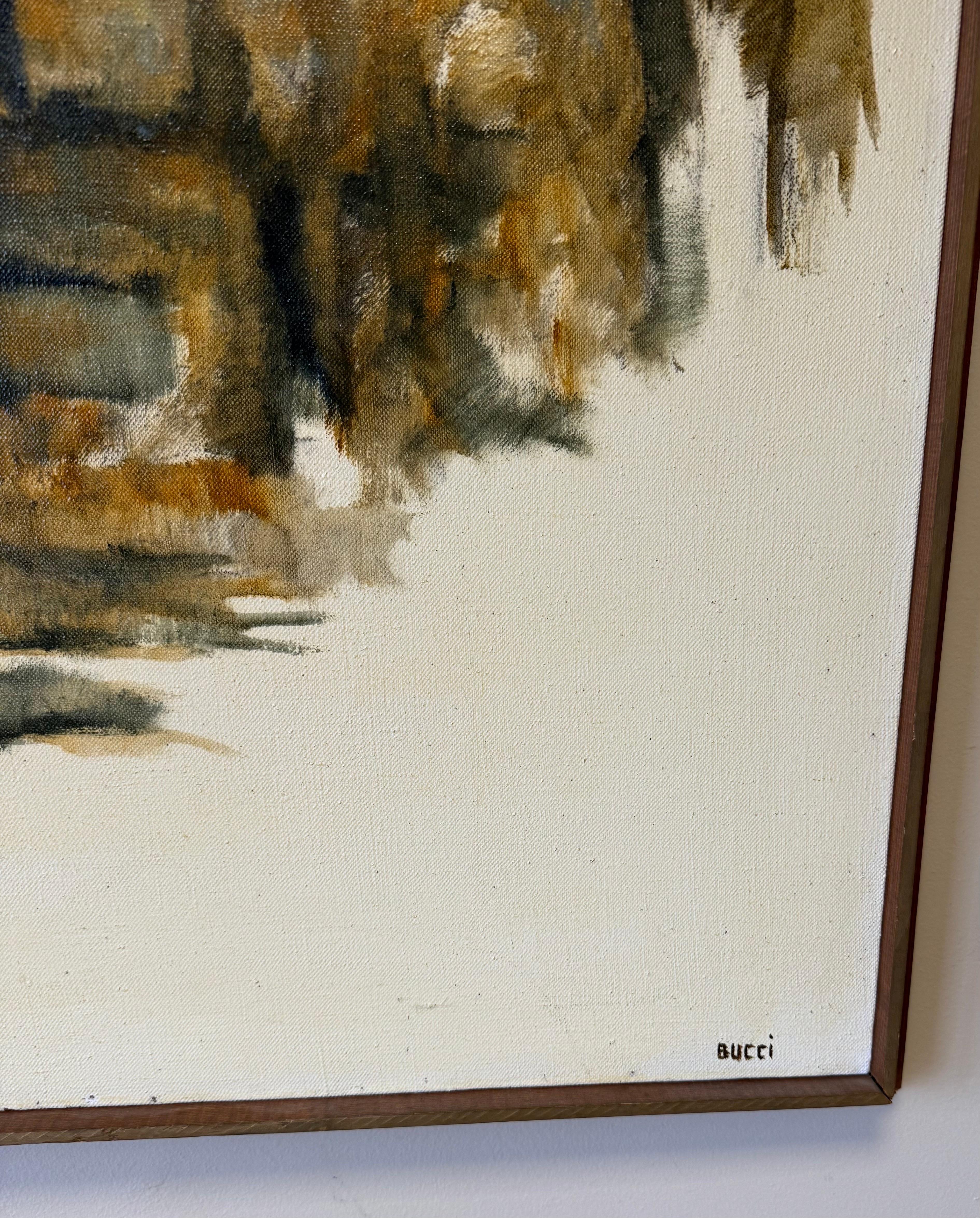 Grande peinture originale signée Bucci Iconique des années 1960, abstrait du milieu du siècle dernier en vente 3