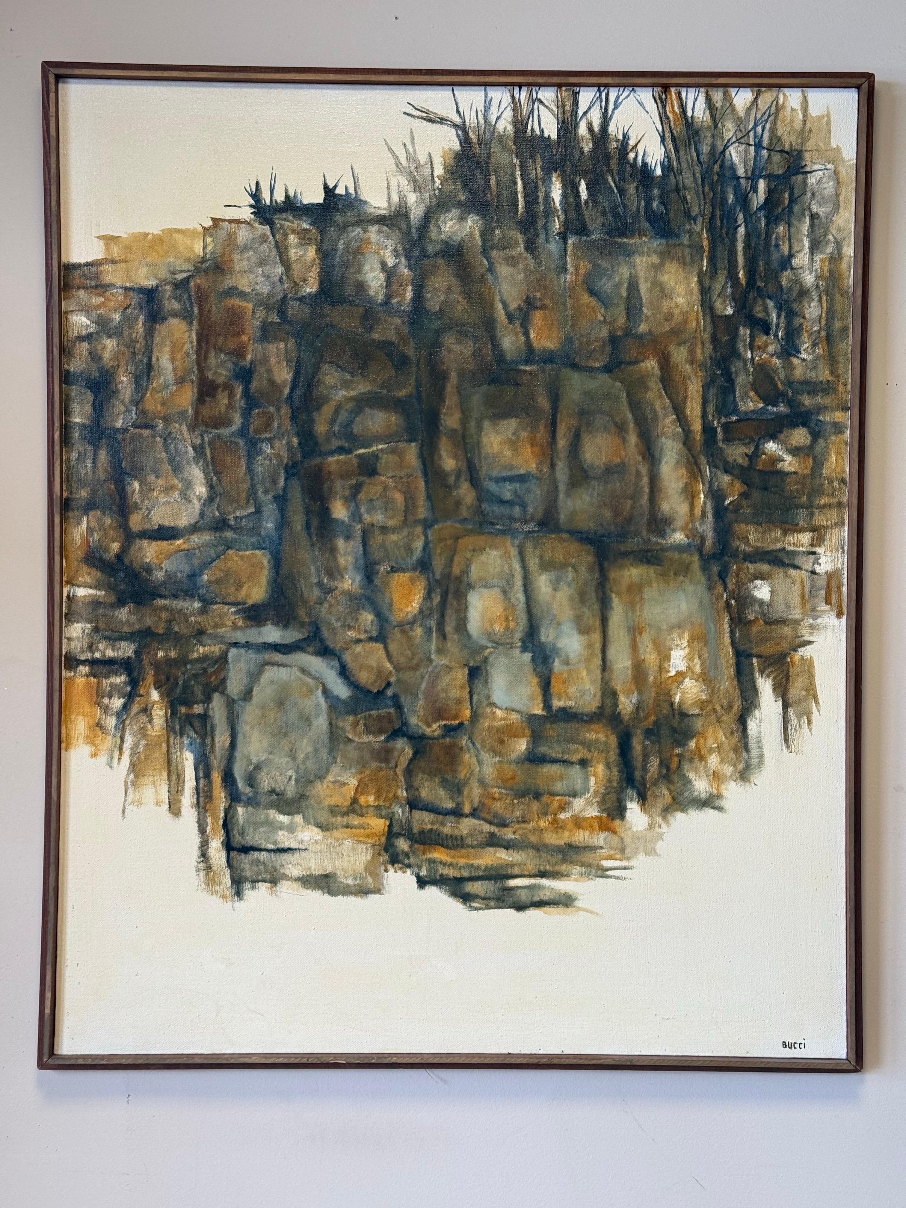 Mid-Century Modern Grande peinture originale signée Bucci Iconique des années 1960, abstrait du milieu du siècle dernier en vente