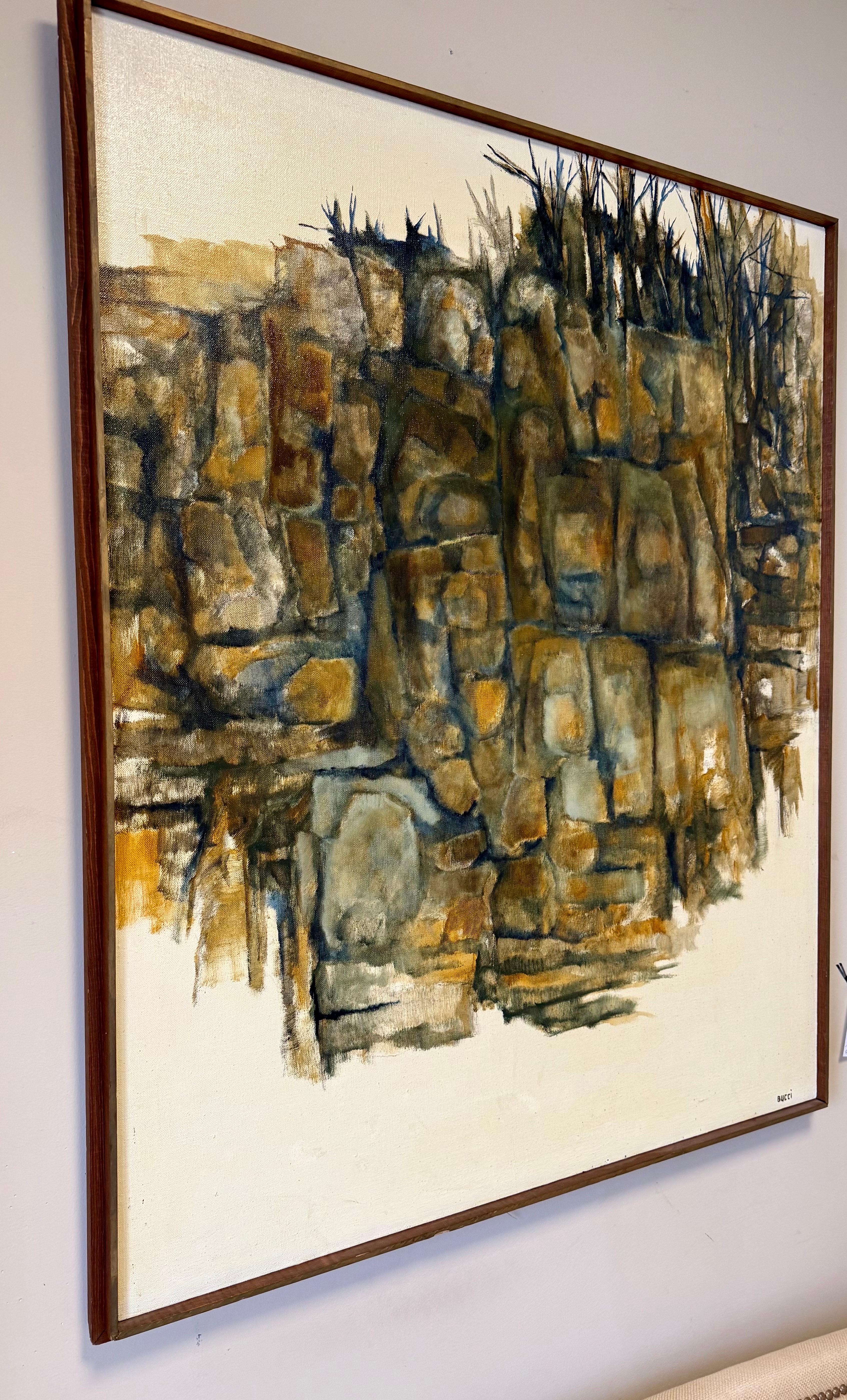 Américain Grande peinture originale signée Bucci Iconique des années 1960, abstrait du milieu du siècle dernier en vente
