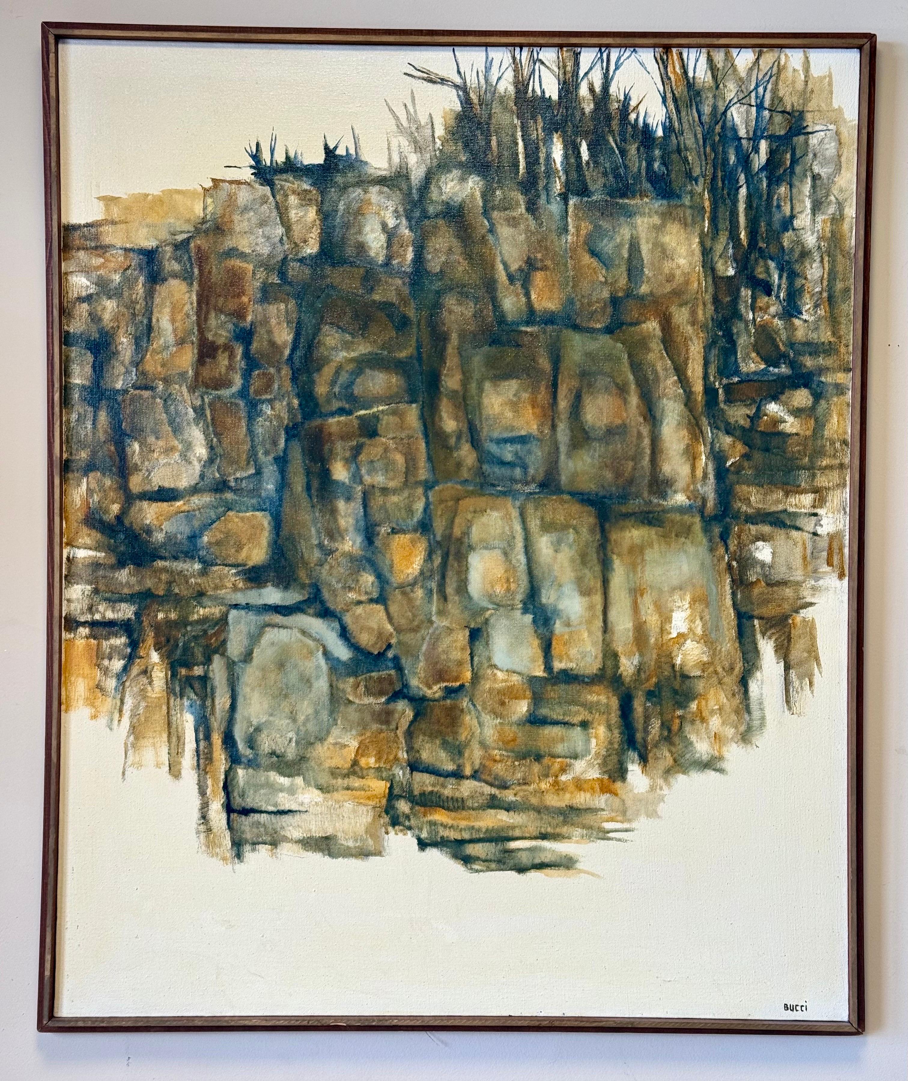 Grande peinture originale signée Bucci Iconique des années 1960, abstrait du milieu du siècle dernier en vente 1
