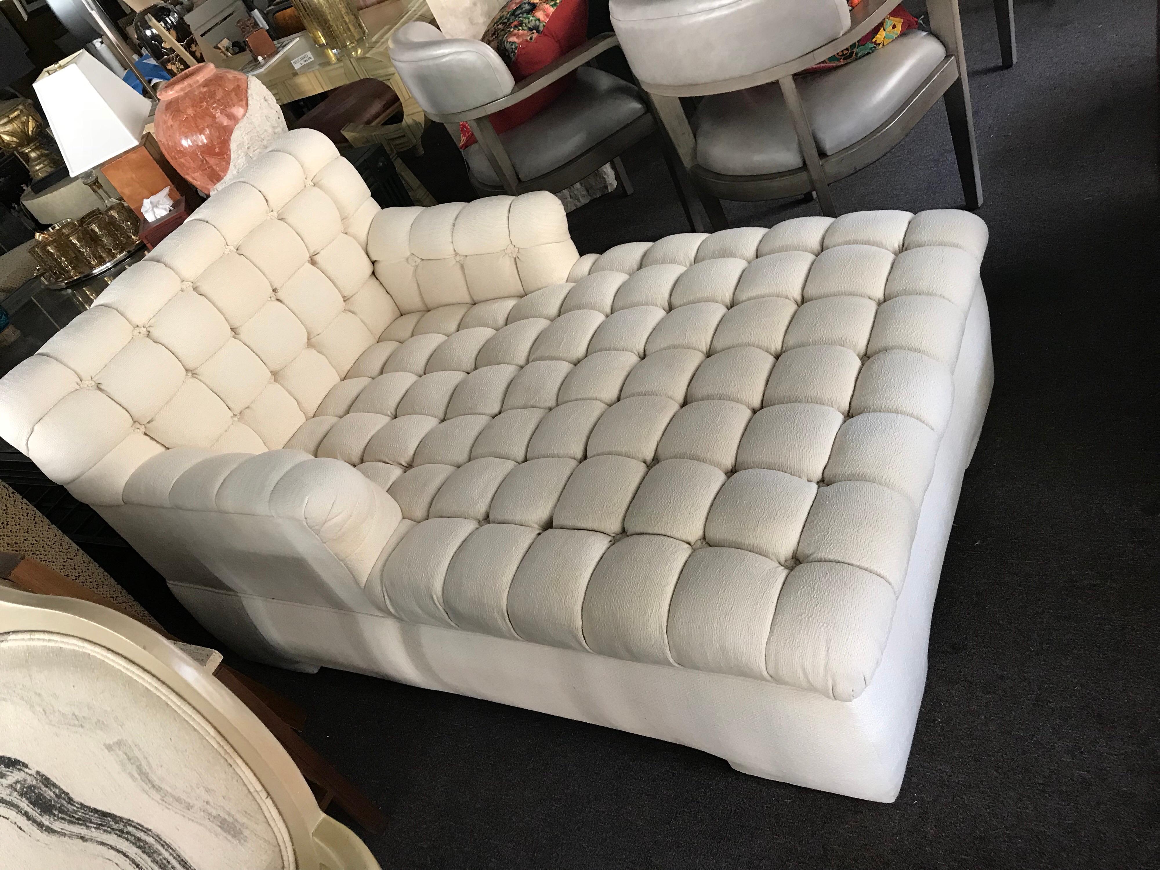 Rare Original Steve Chase Marshmallow Tufted Chaise Lounge Made by A. Rudin 3