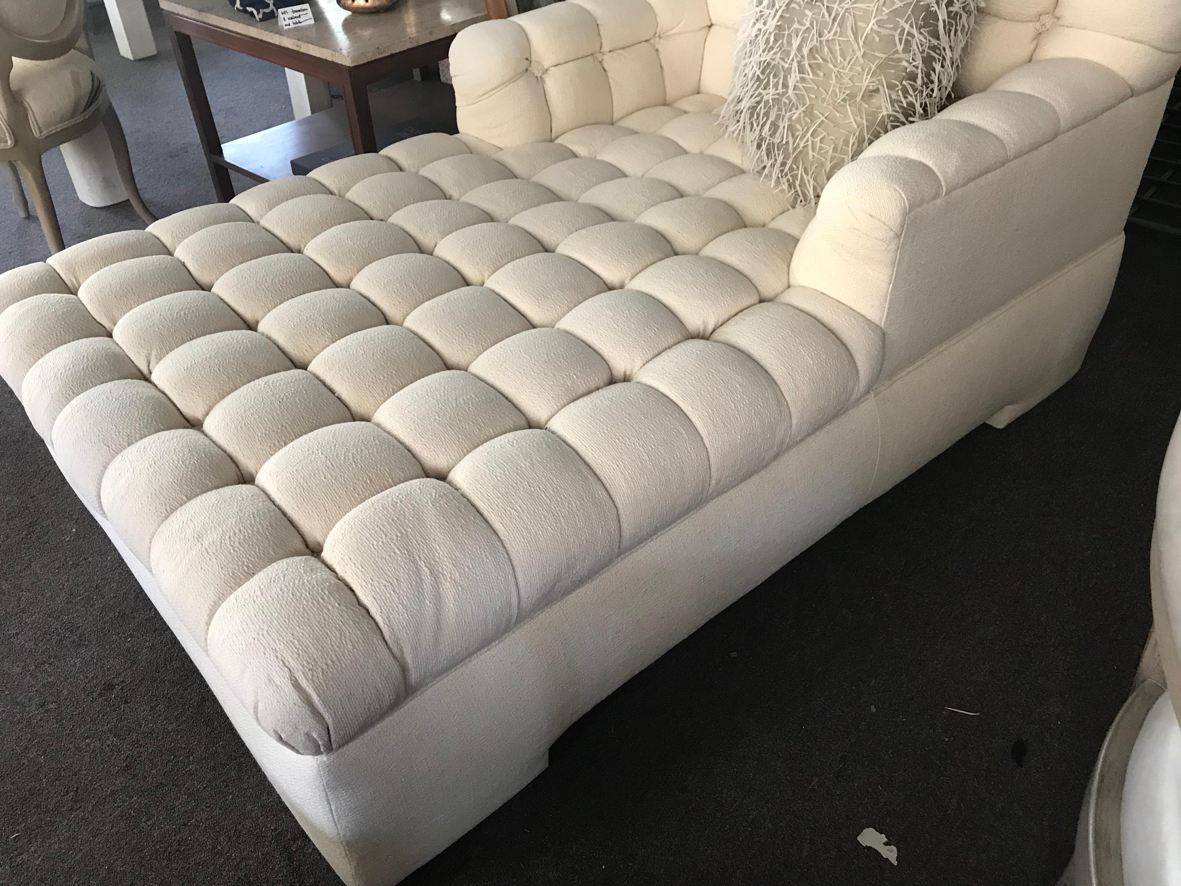 Modern Rare Original Steve Chase Marshmallow Tufted Chaise Lounge Made by A. Rudin