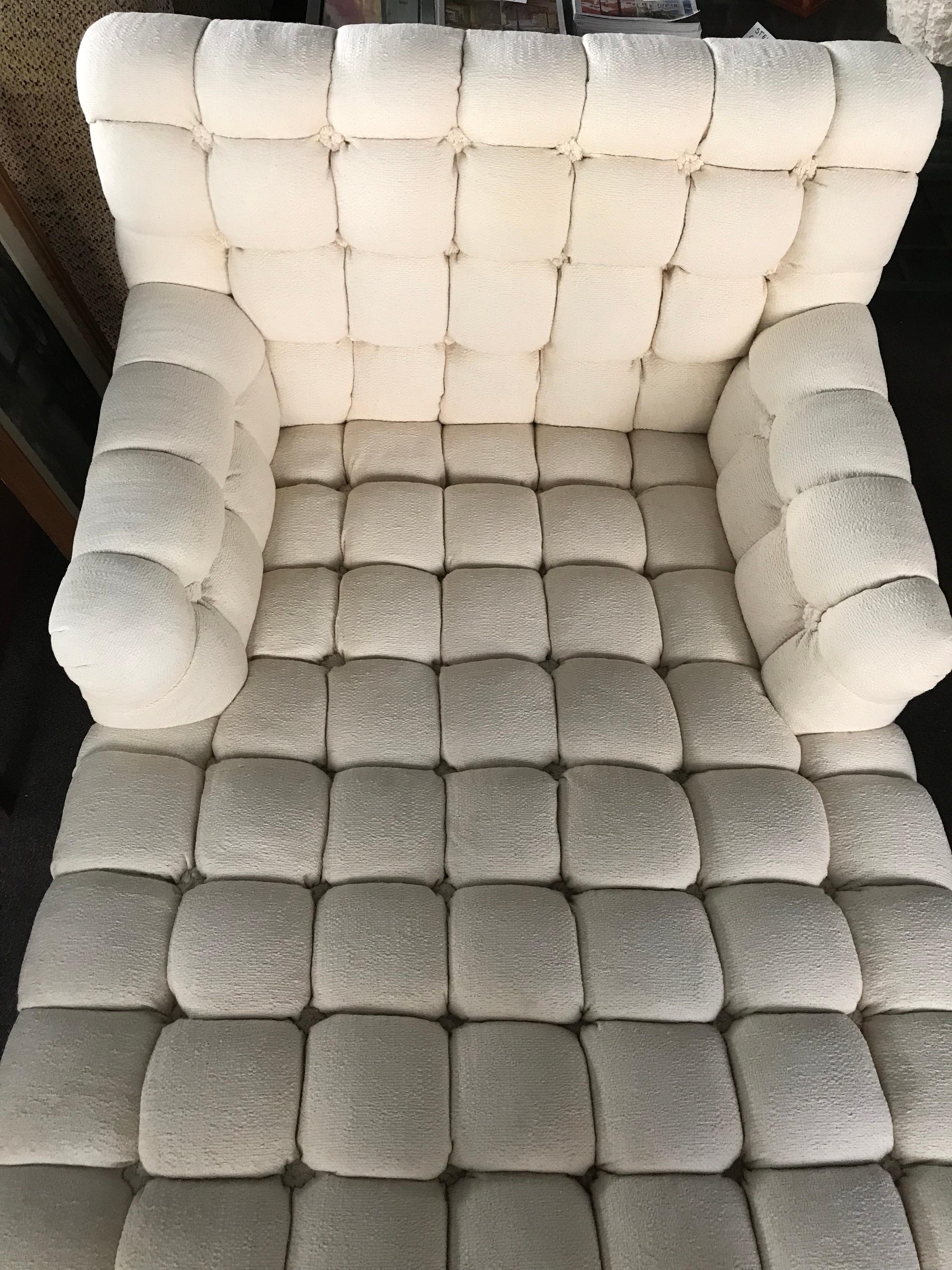Rare Original Steve Chase Marshmallow Tufted Chaise Lounge Made by A. Rudin In Good Condition In Palm Springs, CA