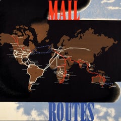 Rare Original Vintage Advertising Poster Air Mail Routes GPO Mcknight Kauffer