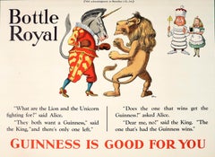 Rare affiche publicitaire vintage originale Guinness Bottle Royal John Gilroy