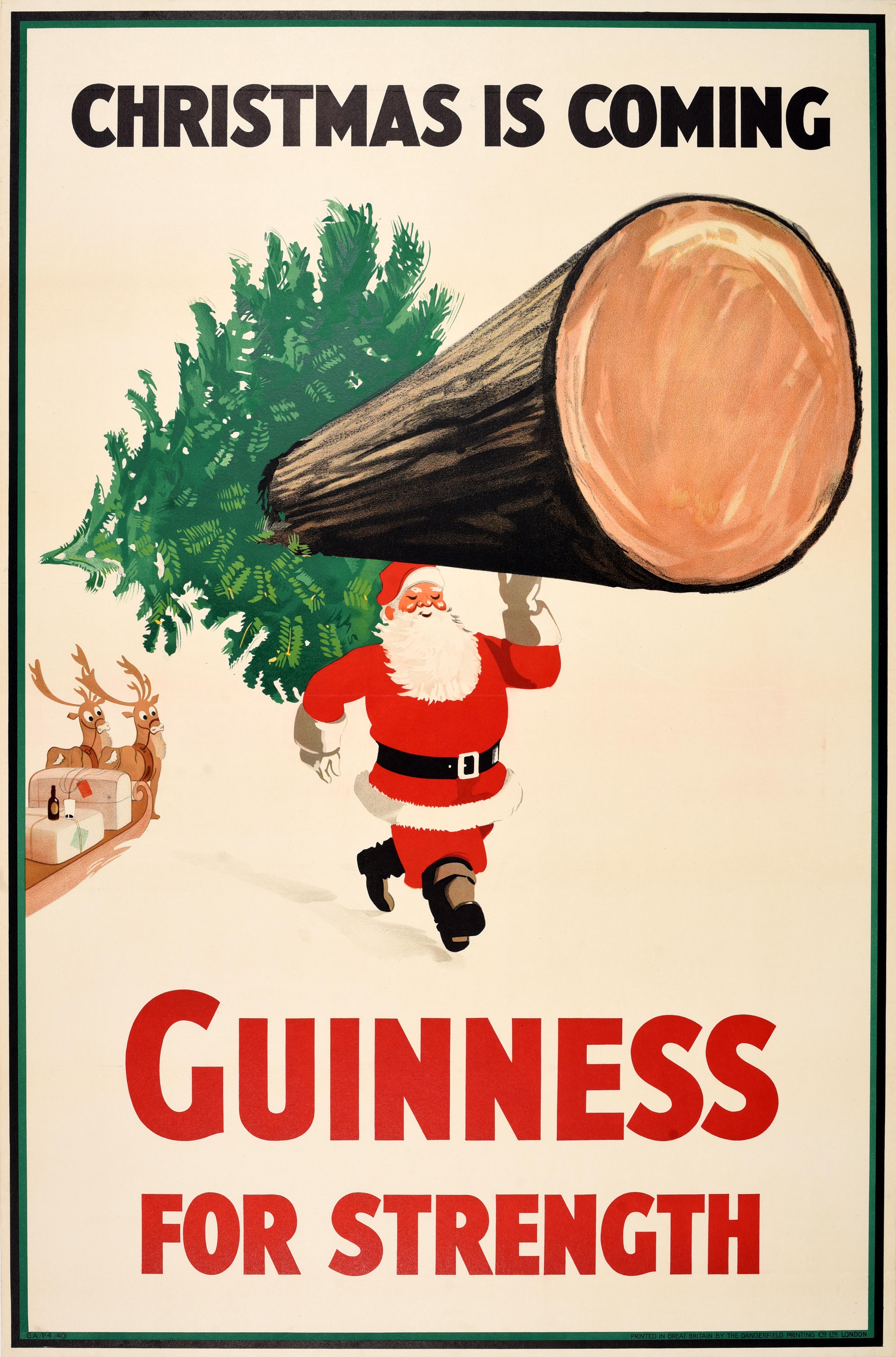 Seltenes Original-Vintage-Werbeplakat „Guinness For Strength“ – Weihnachten, Gilroy