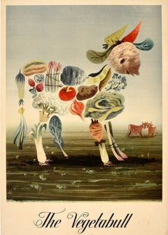 Rare Original Vintage British World War Two Food Poster The Vegetabull WWII UK
