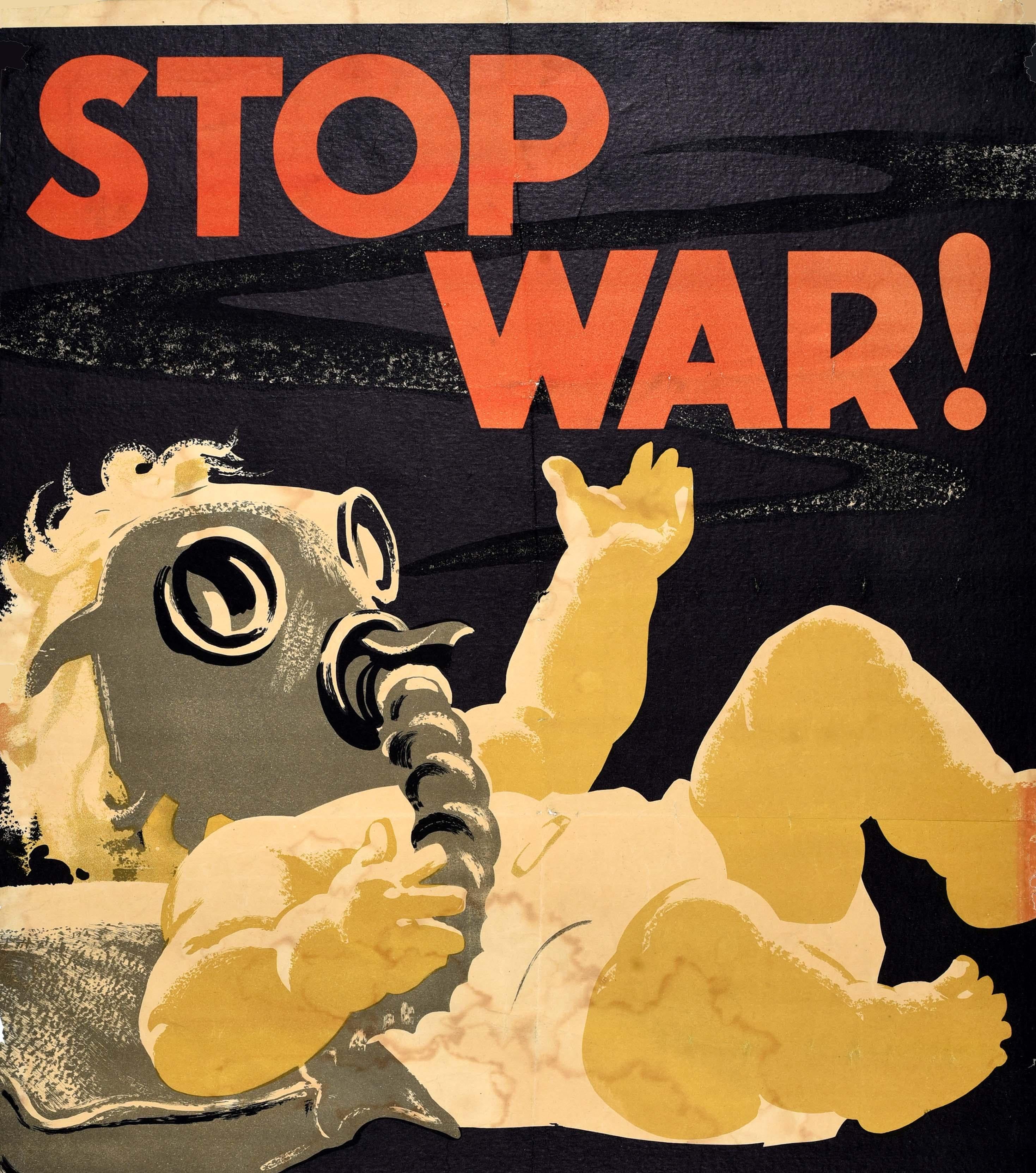 British Rare Original Vintage General Election Poster Stop War Vote Labour WWII Politics For Sale