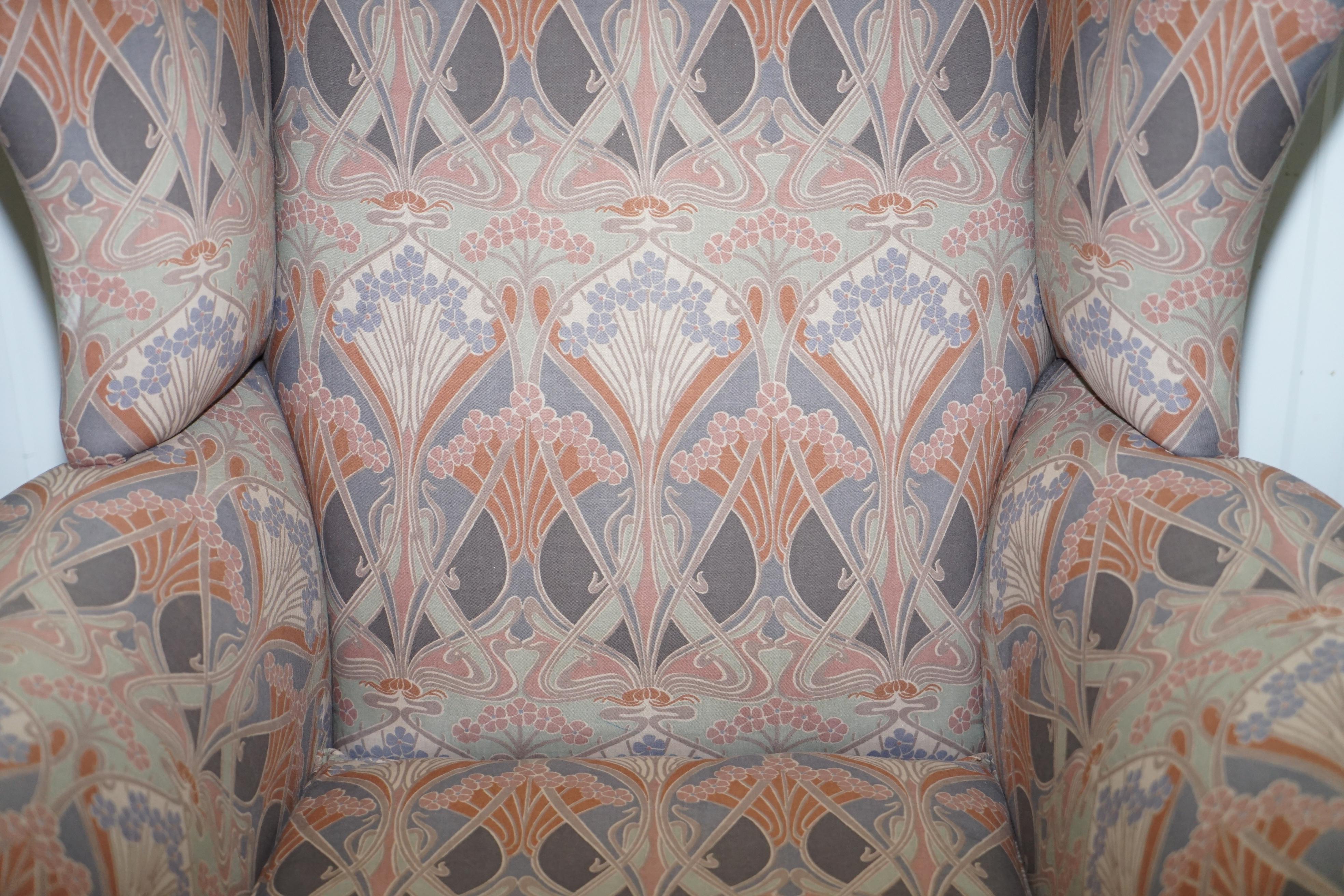 Victorian Rare Original Vintage Liberty London Ianthe Upholstered Wingback Armchair