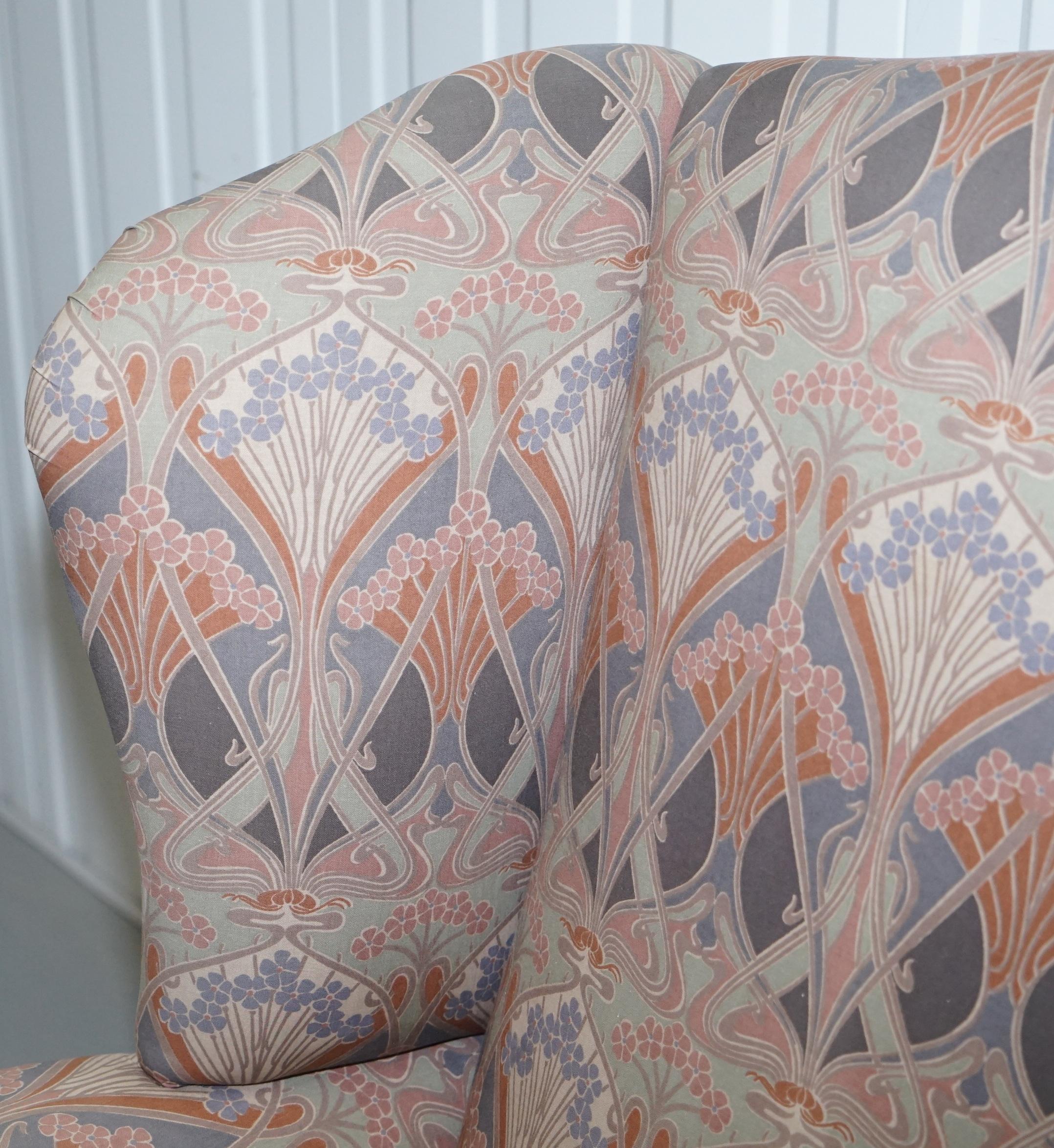 English Rare Original Vintage Liberty London Ianthe Upholstered Wingback Armchair