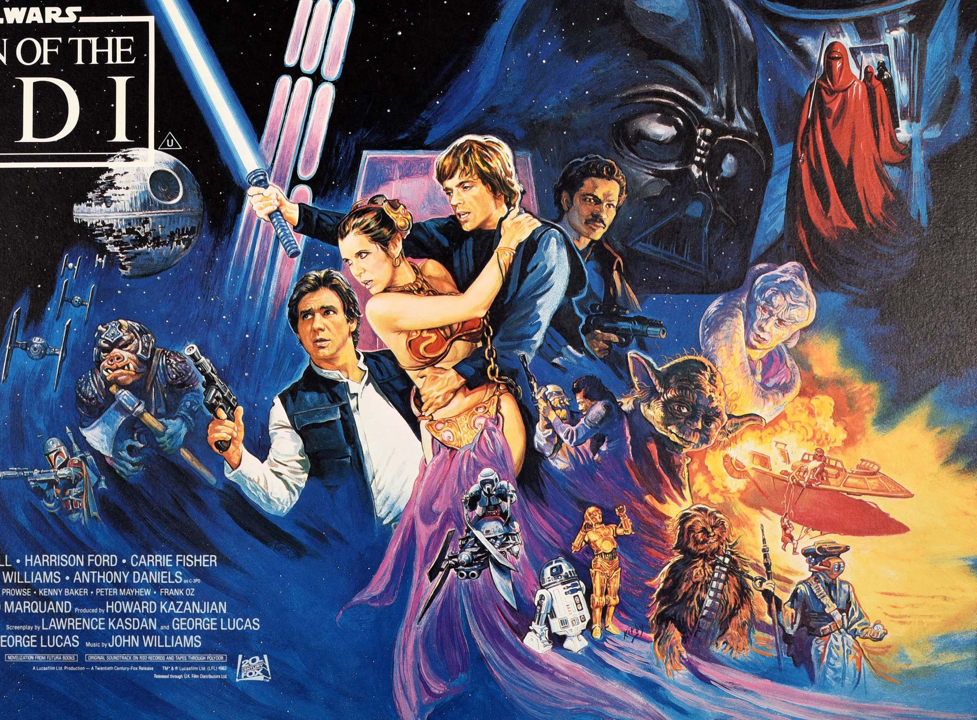 Rare rolled original vintage movie poster for the classic science fiction film by George Lucas - The Saga Continues Star Wars Return of the Jedi - directed by Richard Marquand and starring Mark Hamill as Luke Skywalker, Harrison Ford as Han Solo,