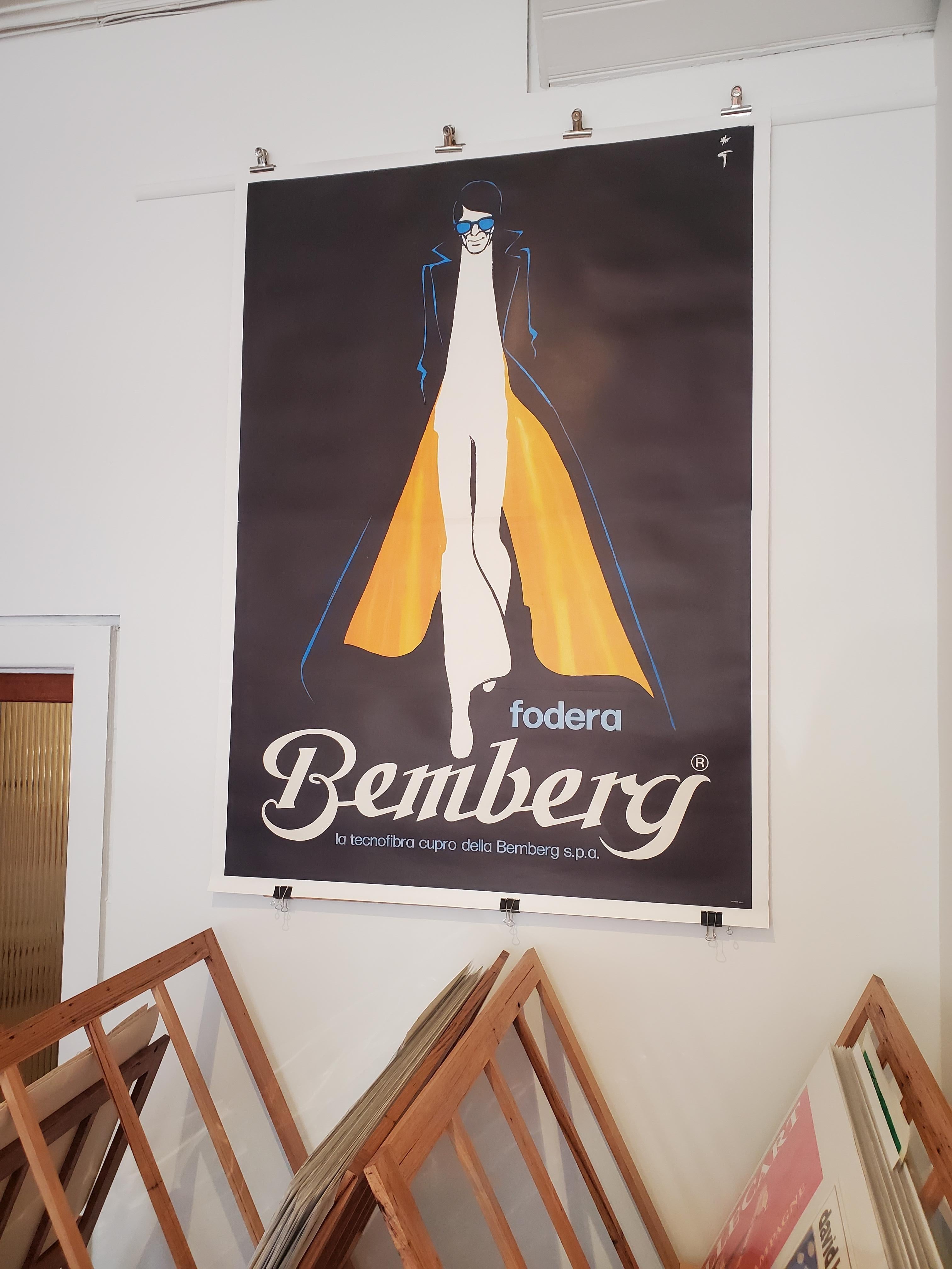 Mid-Century Modern RARE affiche originale vintage, 'Bemberg' par René Gruau  en vente