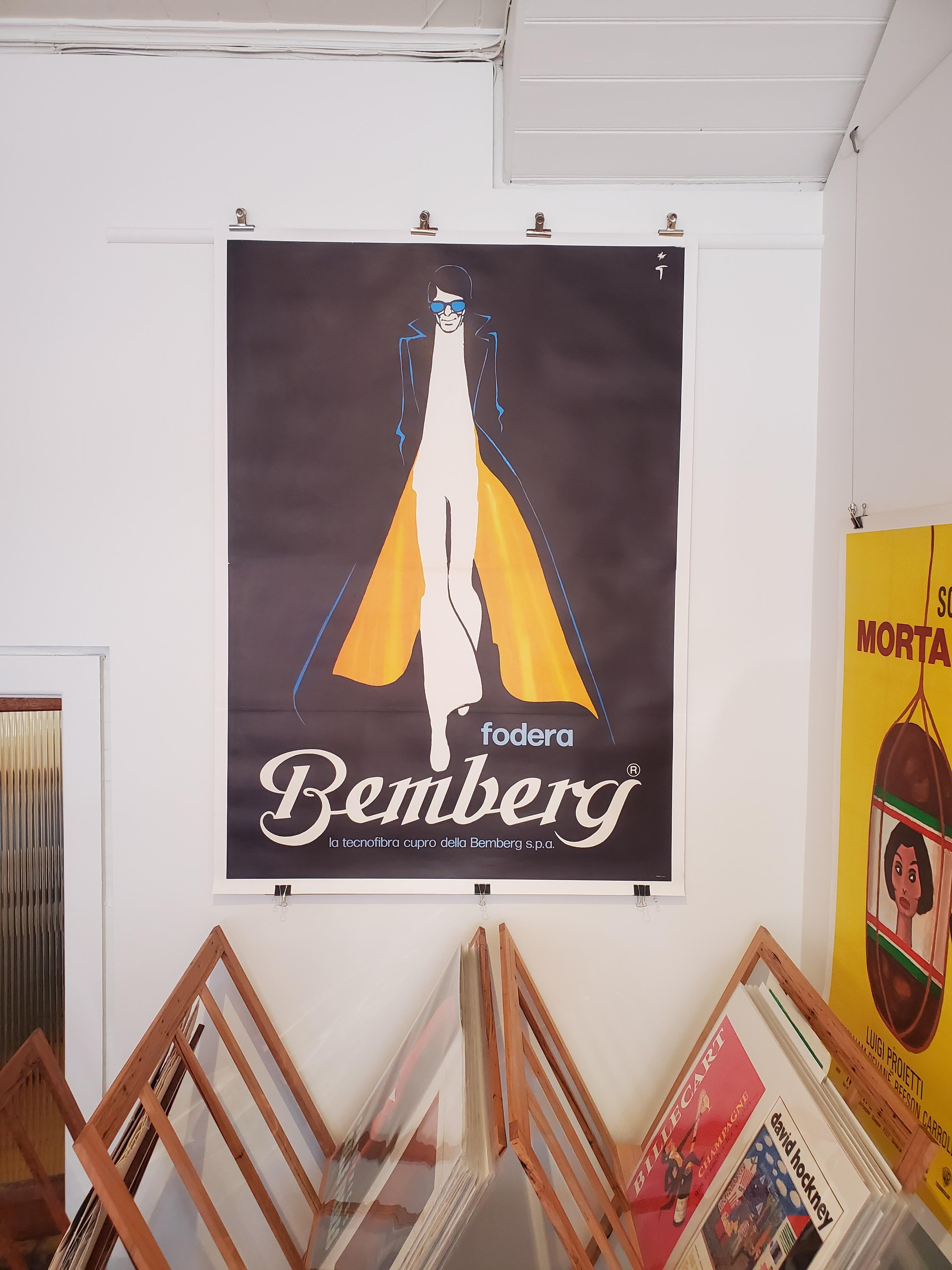 Mid-Century Modern RARE Original Vintage Poster, 'Bemberg' by Rene Gruau  For Sale
