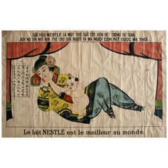 Rare Original Antique Poster for Nestle Condensed Baby Milk Drink - Asia Markets