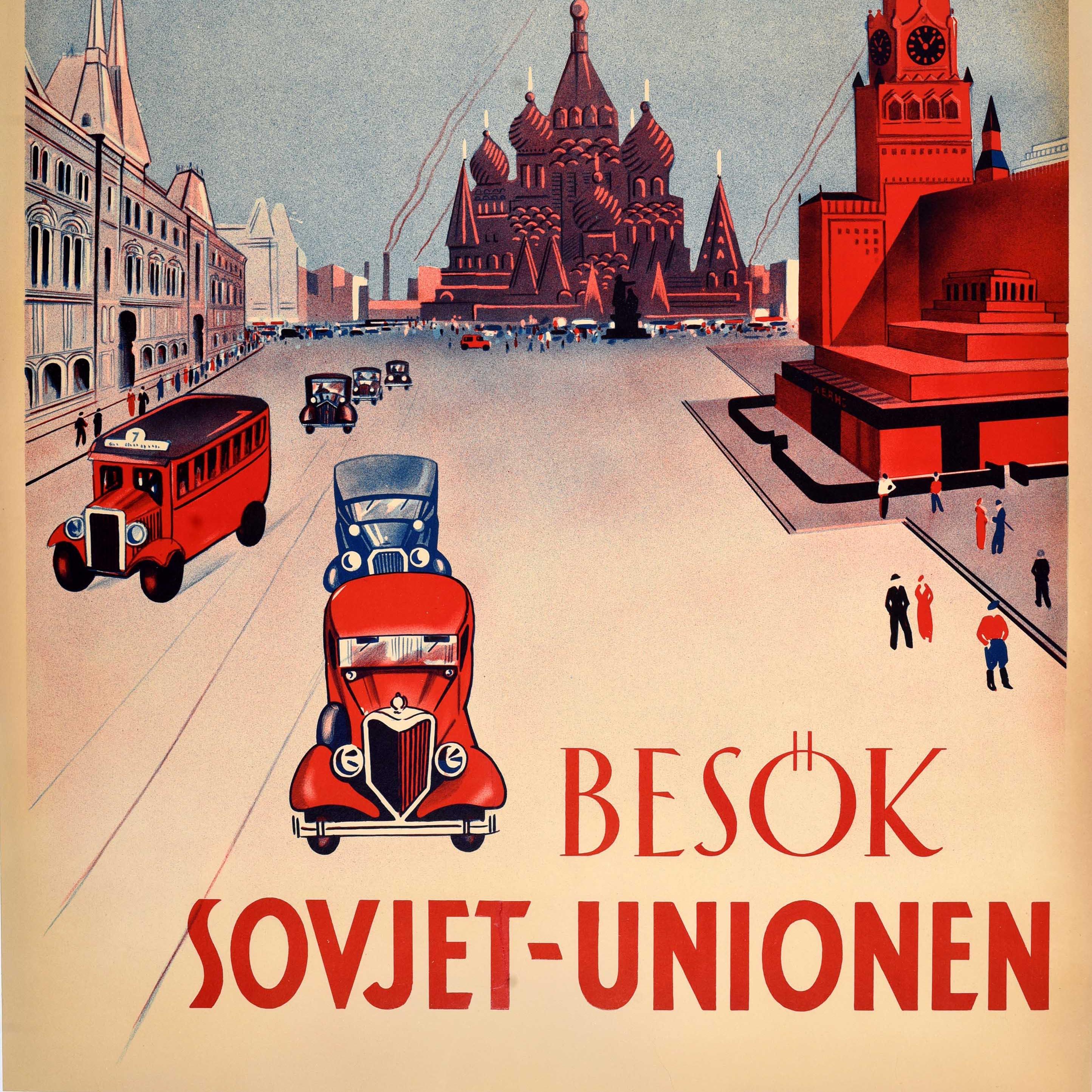 Raro Original Vintage URSS Cartel de Viaje Intourist Visita Unión Soviética Art Decó en Bueno estado para la venta en London, GB