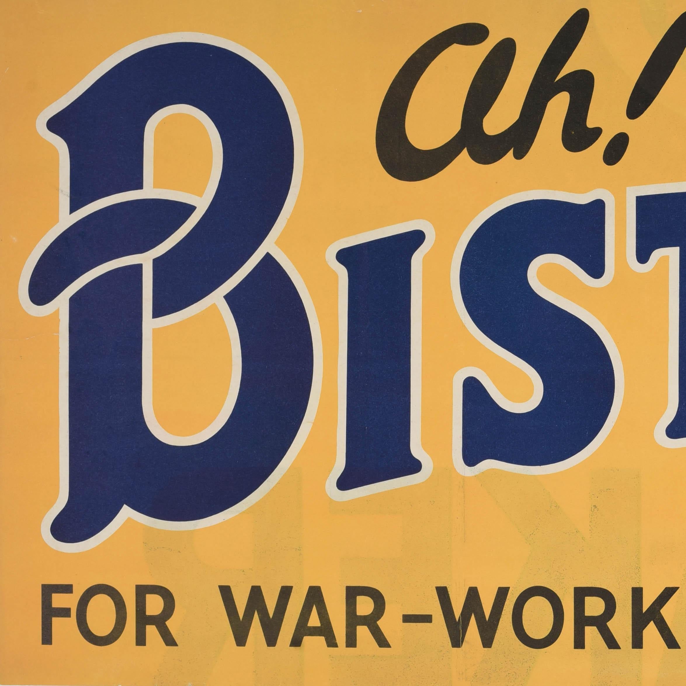 Seltene Original Vintage Krieg Zeitraum Werbeplakat Bisto Krieg Arbeiter Mahlzeiten WWII (Britisch) im Angebot