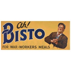 Raro poster pubblicitario originale del periodo bellico Bisto Pasti per lavoratori della guerra WWII