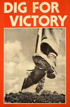 Rare Original Vintage War Propaganda Poster Dig for Victory WWII UK Home Front