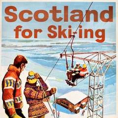 Rare Original Vintage Winter Ski Poster Scotland For Skiing Scottish Highlands
