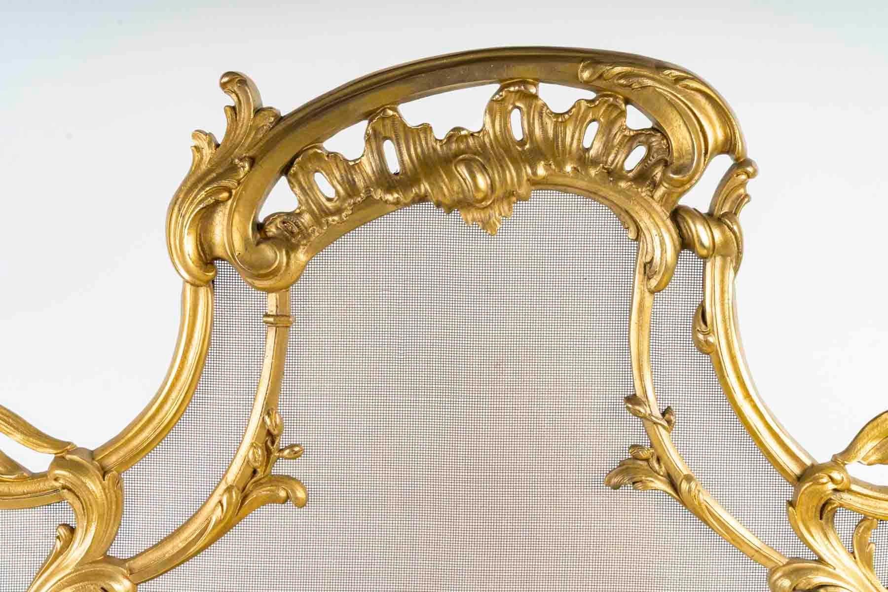 French Rare Ormolu Fire Screen in the Louis XV Style. For Sale