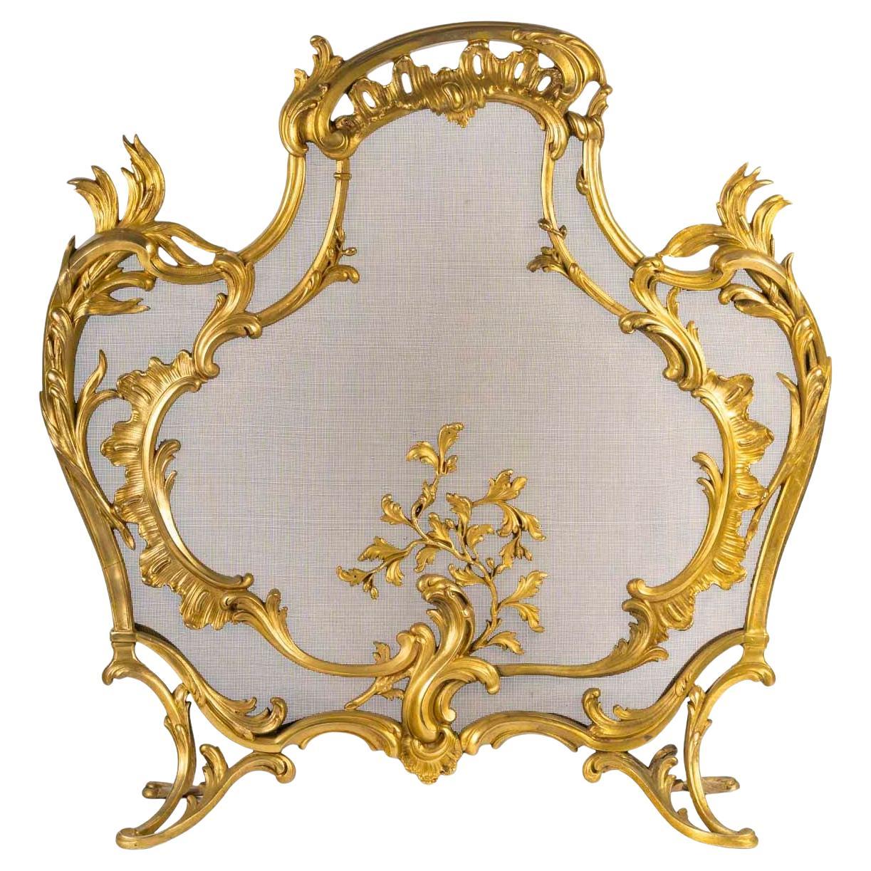 Rare Ormolu Fire Screen in the Louis XV Style.