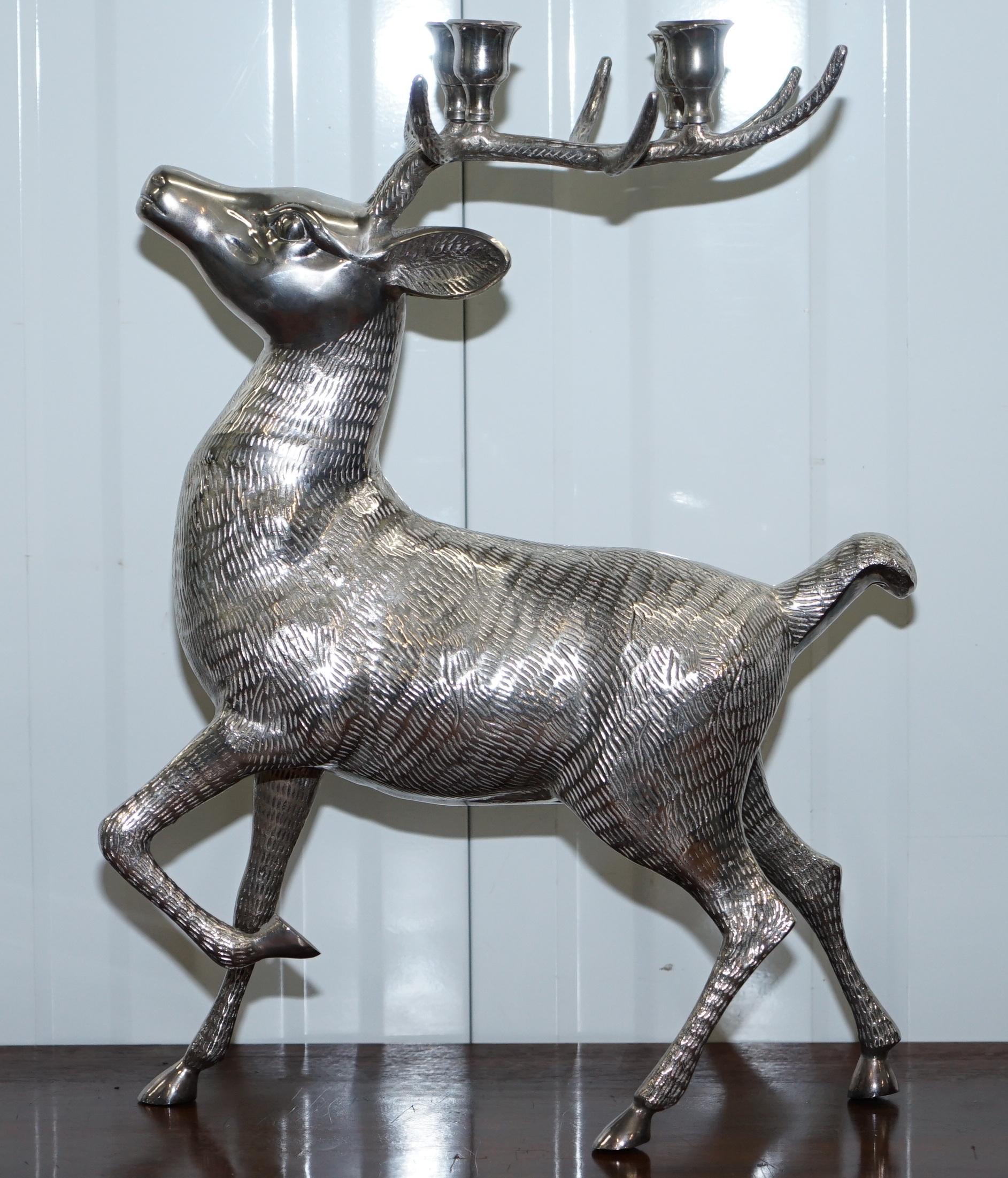 We are delighted to offer for sale this very nicely cast silver plated candlestick holder centrepiece of a Reindeer

I’ve seen a lot of basic versions of these over the years but never one as fine as this, the detail is exquisite as is the