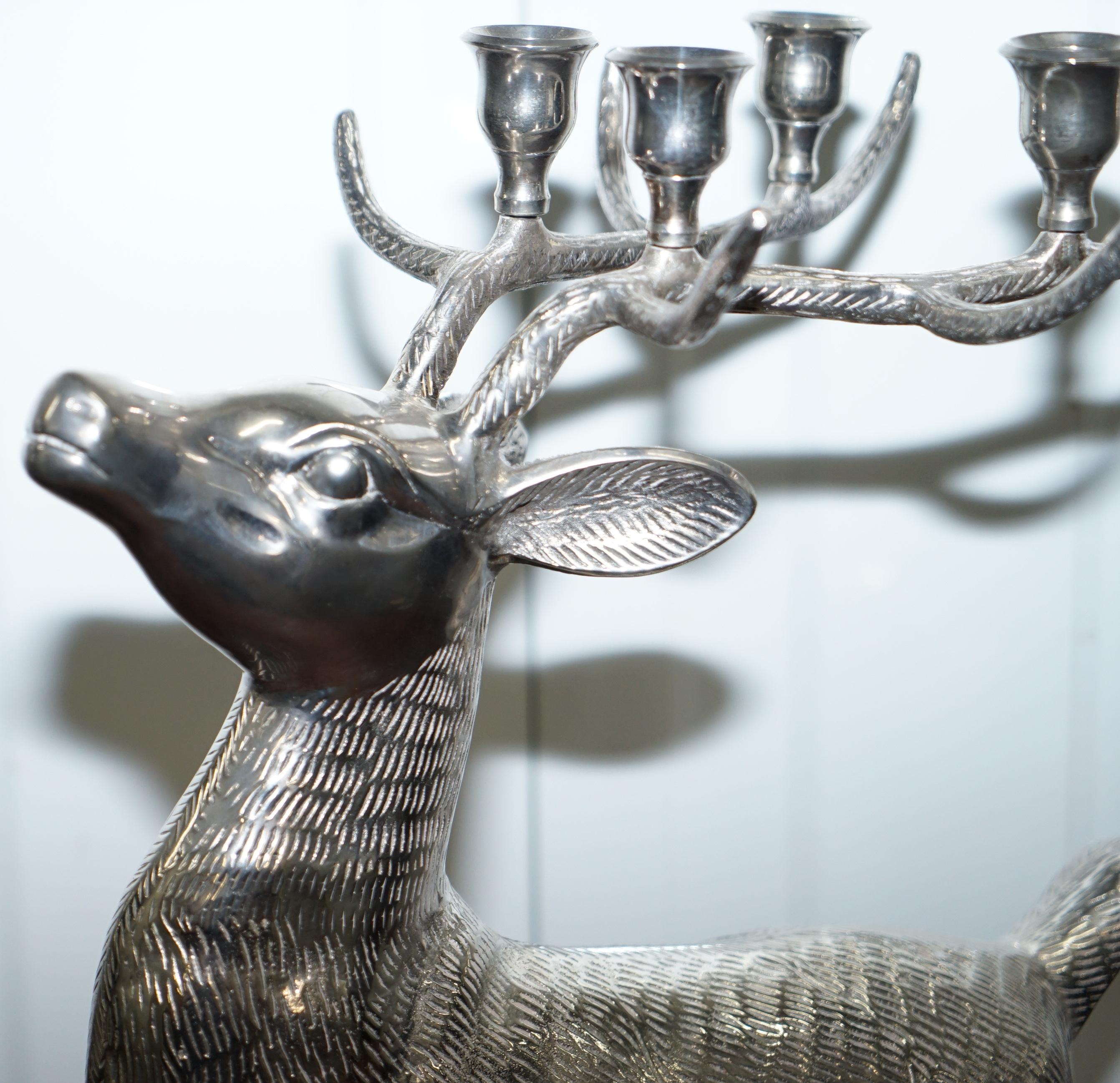 silver plated reindeer candle holder