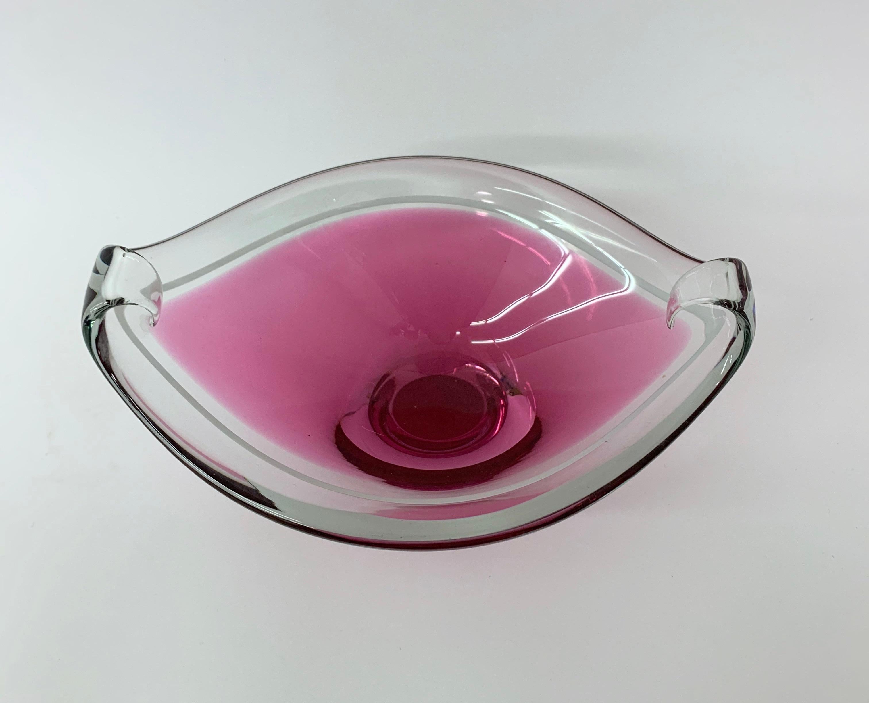 Rare bol Orrefors Sweden en rose, 1960's en vente 1