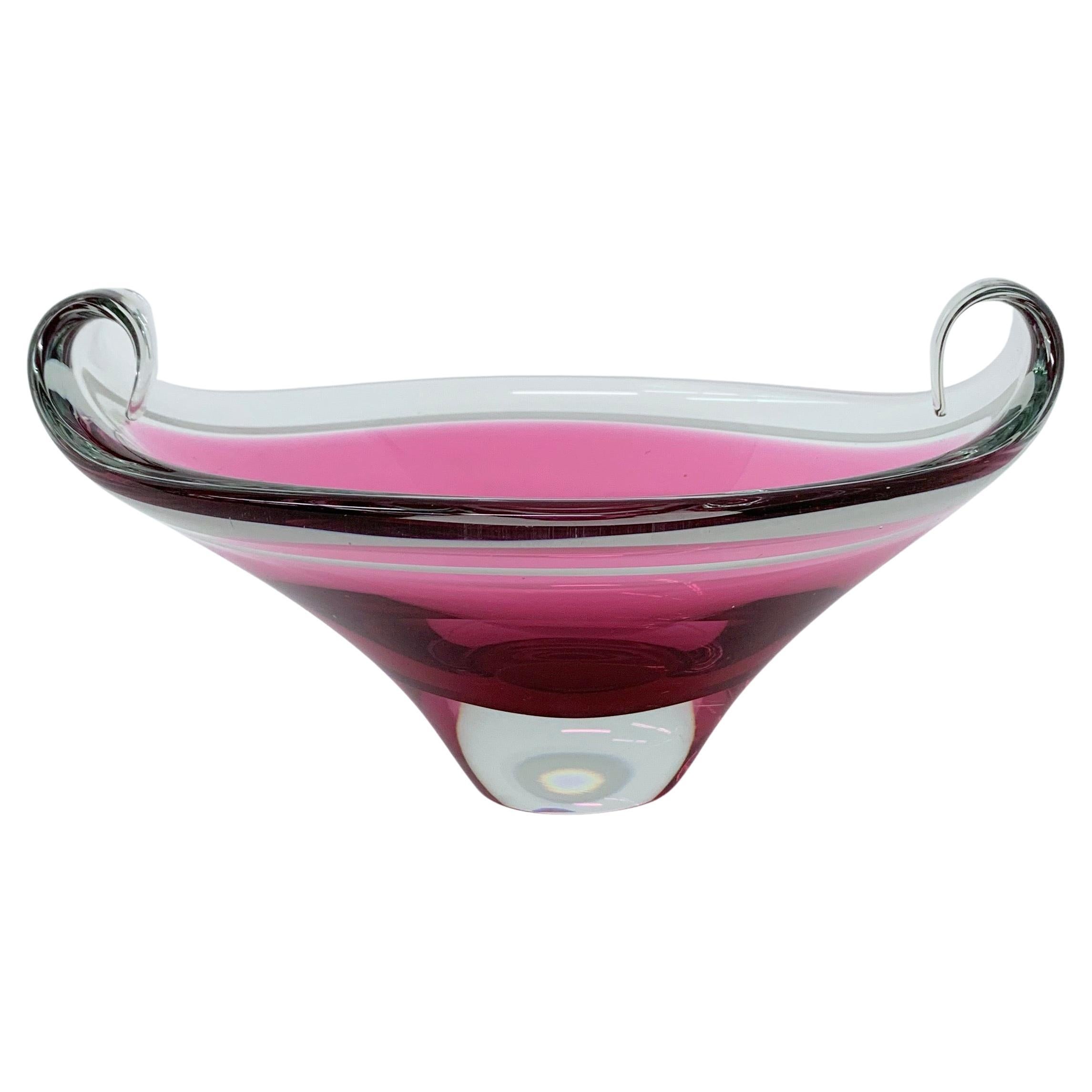 Rare bol Orrefors Sweden en rose, 1960's en vente
