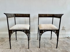 Rare Oscar Bach Bronze Corner Chairs, Pair