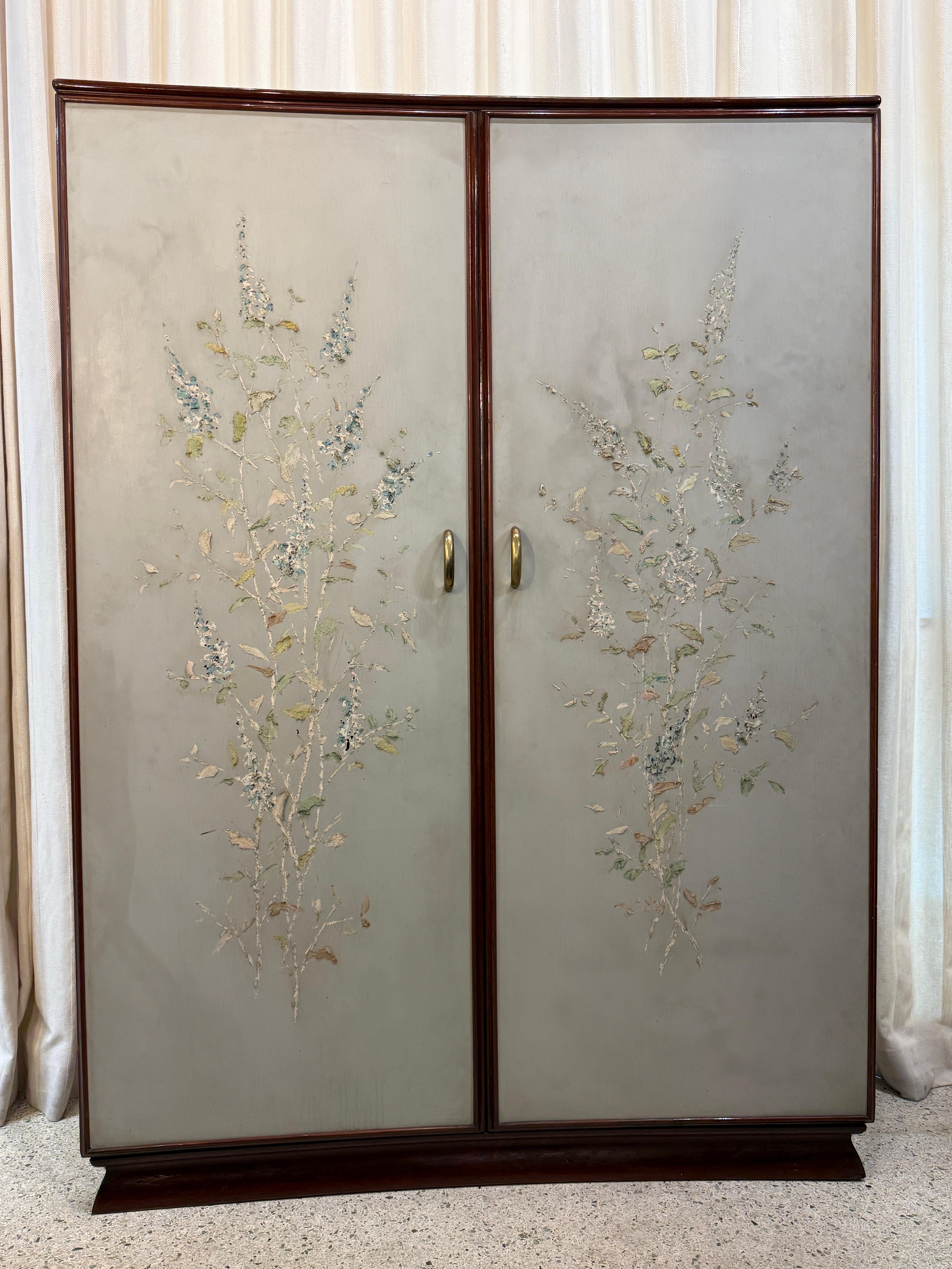 Rare Osvaldo Borsani Floral Painted Cabinet For Sale 4