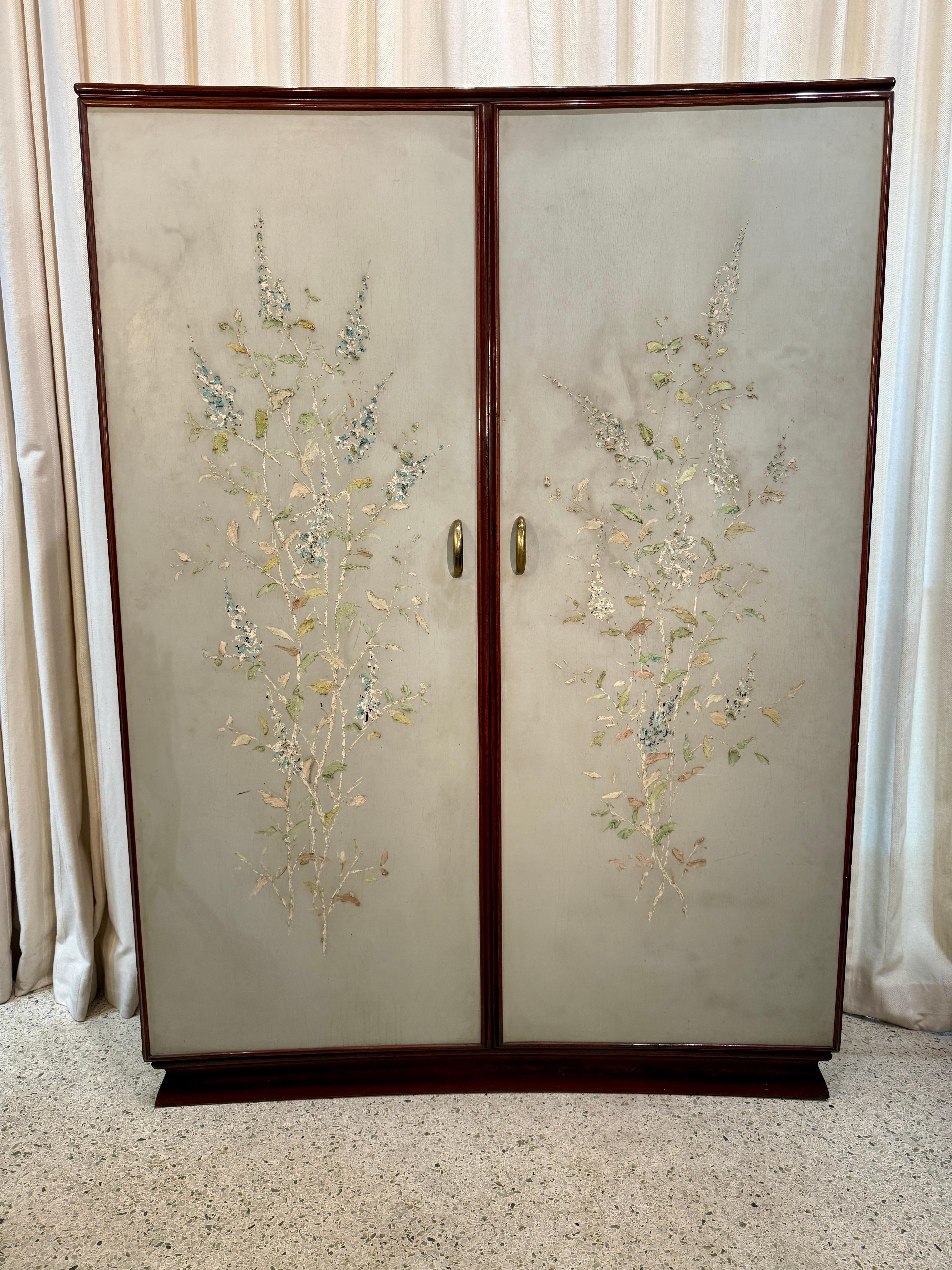 Rare Osvaldo Borsani Floral Painted Cabinet For Sale 5