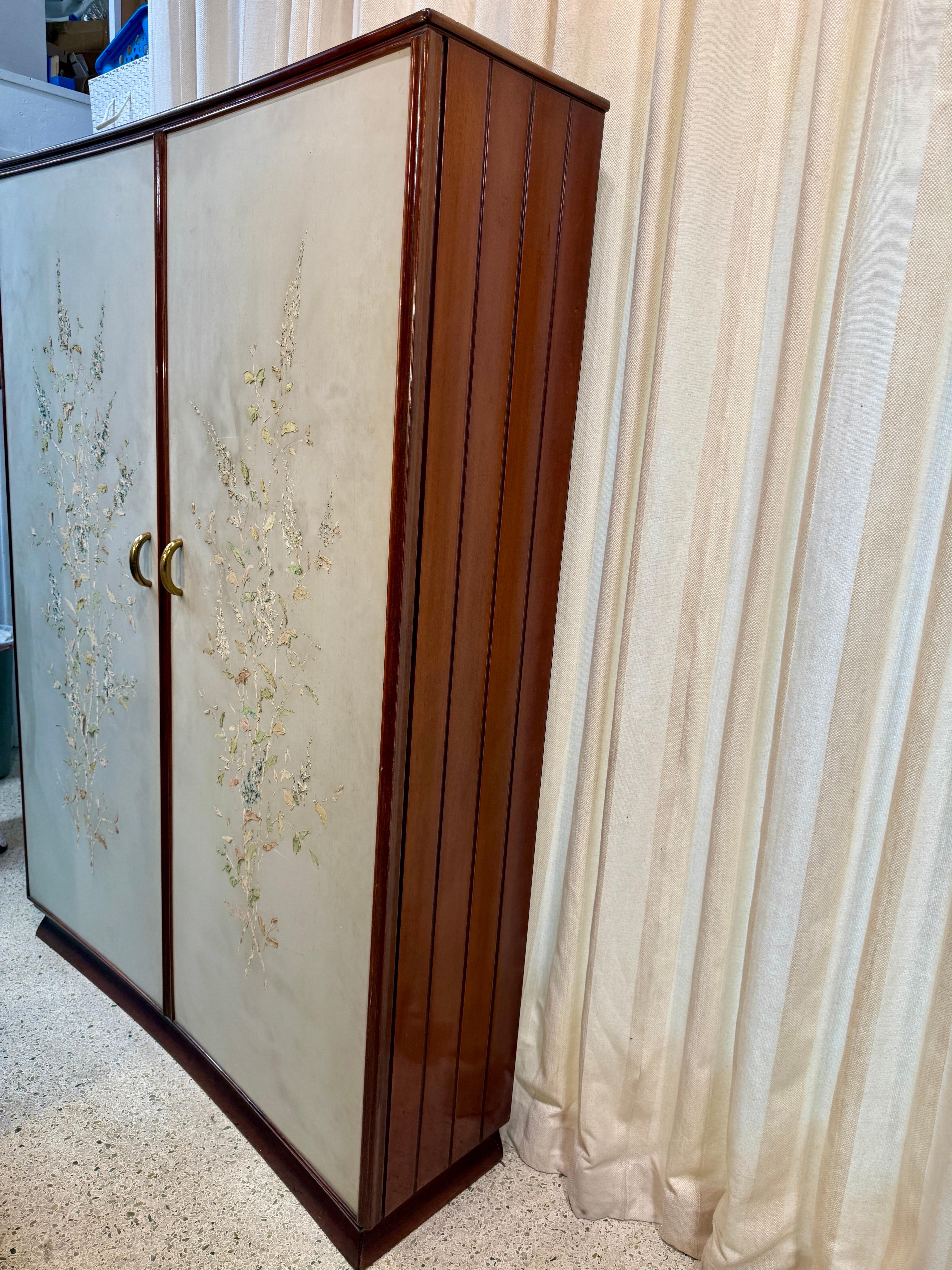 Rare Osvaldo Borsani Floral Painted Cabinet For Sale 8