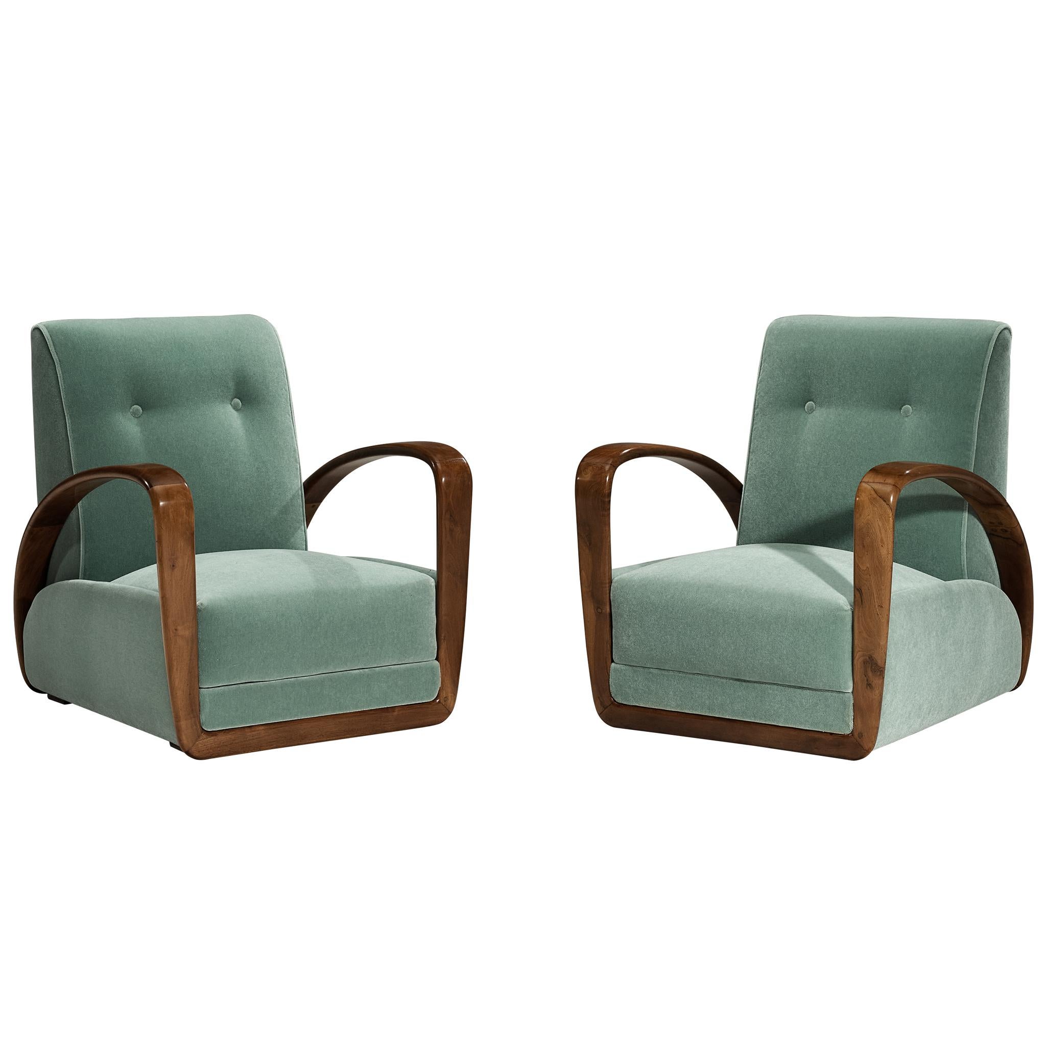 Rare Osvaldo Borsani for Arredamenti Borsani Varedo Pair of Lounge Chairs Walnut