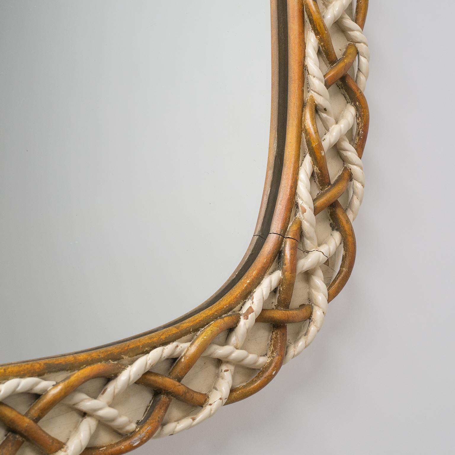 Rare Osvaldo Borsani Mirror, 1949, Carved Wood In Good Condition In Vienna, AT