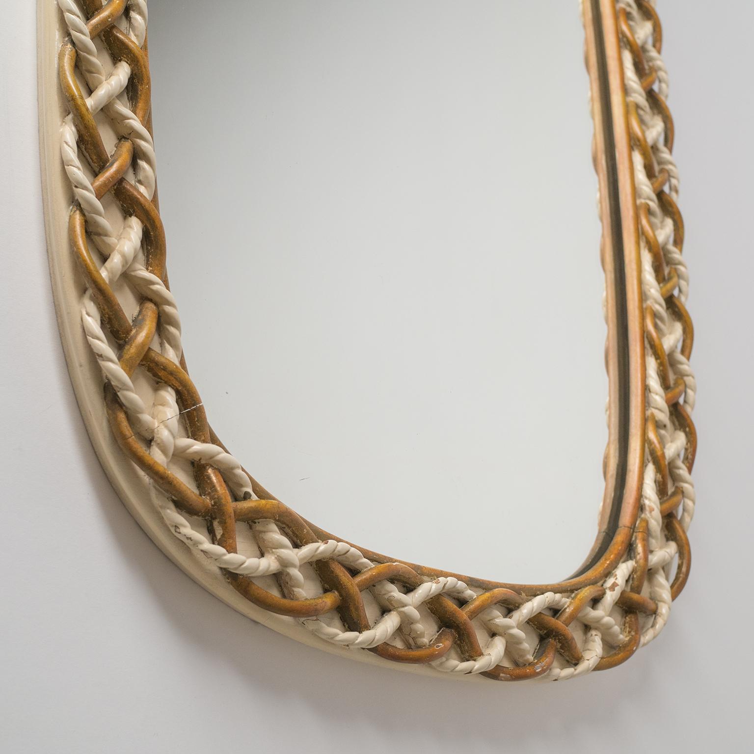 Mid-20th Century Rare Osvaldo Borsani Mirror, 1949, Carved Wood