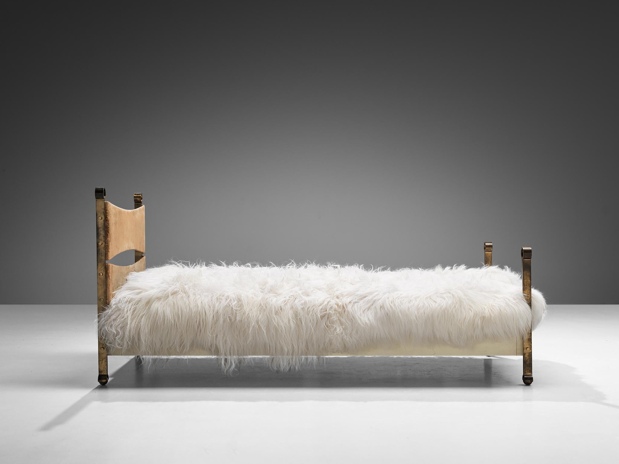Rare Osvaldo Borsani Single Bed in Brass For Sale 1